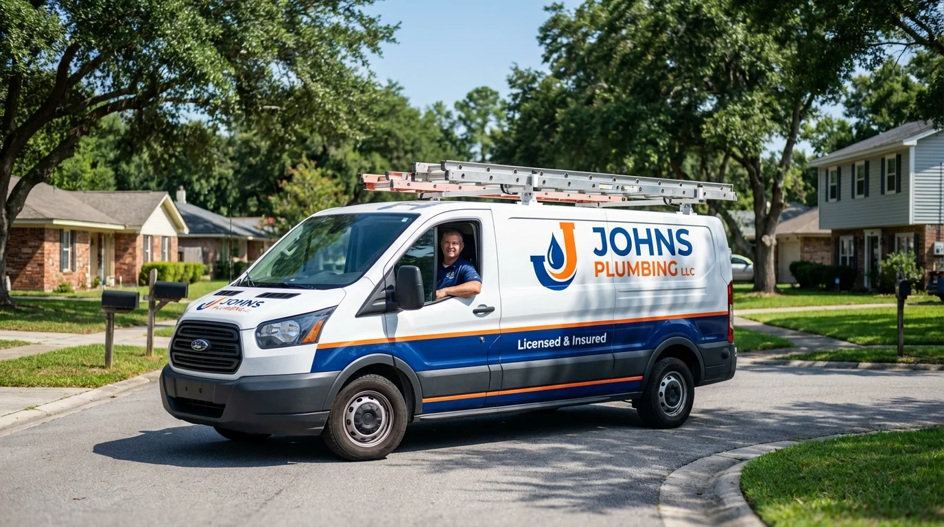 Johns Plumbing LLC service van in Waymart, PA