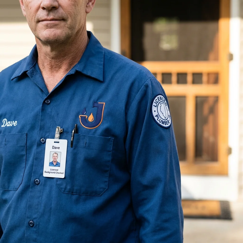 Licensed plumber showing ID badge in Waymart, PA