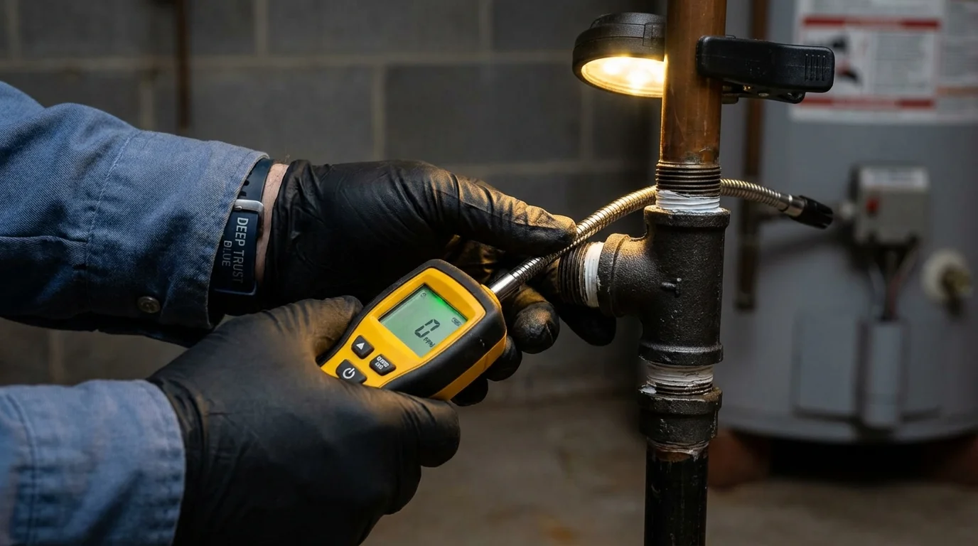 Gas leak detection with electronic sniffer by Johns Plumbing LLC in Waymart