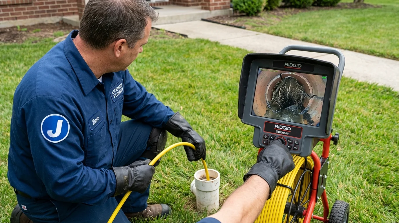 Sewer camera inspection being performed by Johns Plumbing LLC in Waymart